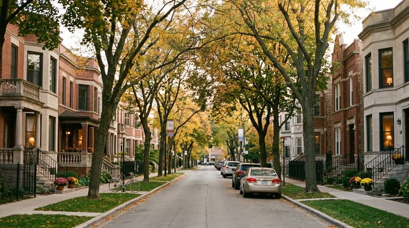 Chicago, IL, illustrative neighborhood scene