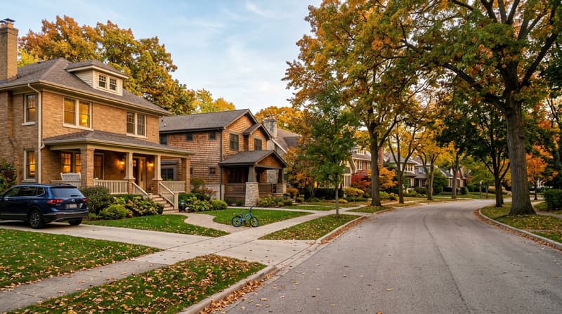 Downers Grove, IL, illustrative neighborhood scene