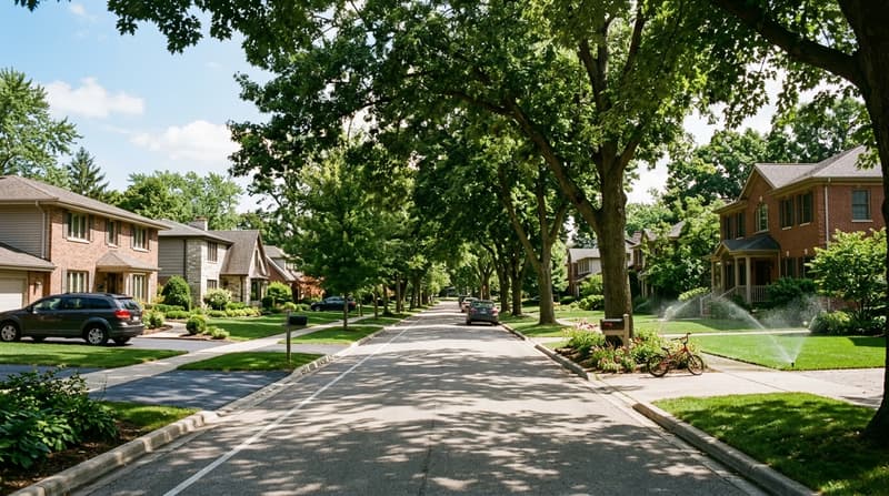 Blackhawk Heights, Clarendon Hills, IL, illustrative neighborhood scene
