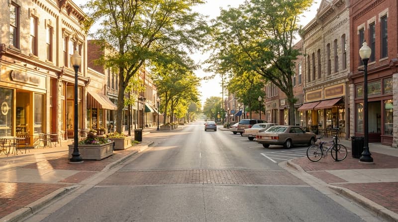 Downtown Downers Grove, Downers Grove, IL, illustrative neighborhood scene