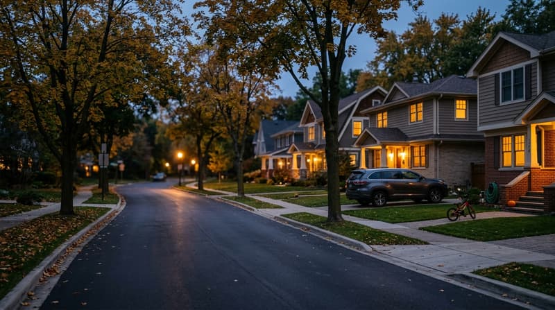 Crescent Park, Elmhurst, IL, illustrative neighborhood scene
