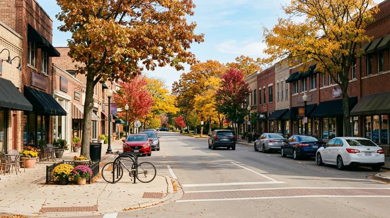 Downtown Lisle, Lisle, IL, illustrative neighborhood scene
