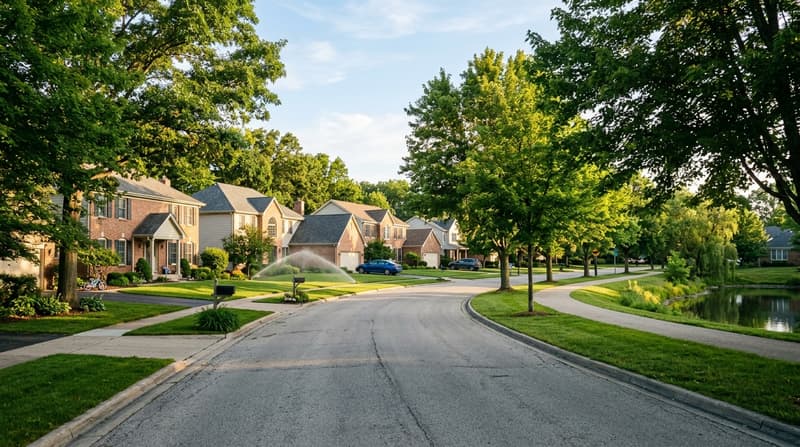 Green Trails, Lisle, IL, illustrative neighborhood scene
