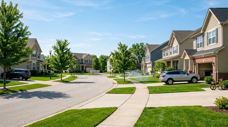 Blackberry Crossing, Oswego, IL, illustrative neighborhood scene