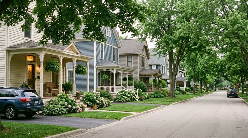 Downtown Oswego, Oswego, IL, illustrative neighborhood scene