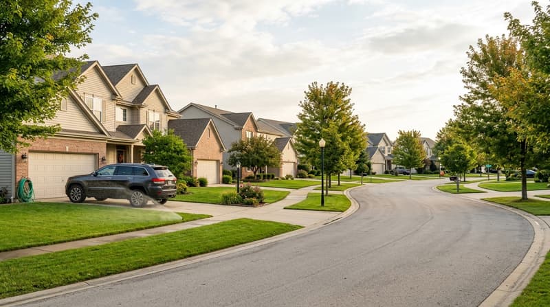 Ogden Falls, Oswego, IL, illustrative neighborhood scene