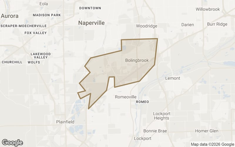 Map of Bolingbrook, IL